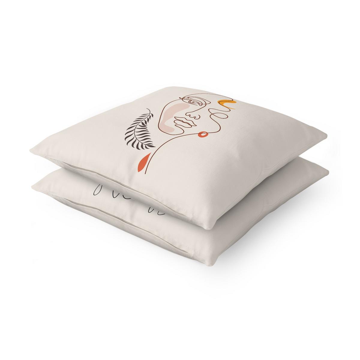 DEKOKISSEN 2er-Set Lineart Silhouetten 50/50 cm - Beige, Textil (50/50cm) - Bilderwelten