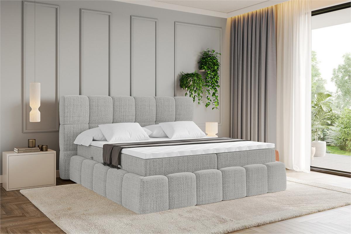 BOXBETT - AURI-H3 - 140x200 Hellgrau Aragon - Taupe, Holzwerkstoff (140/200cm) - ALTDECOR