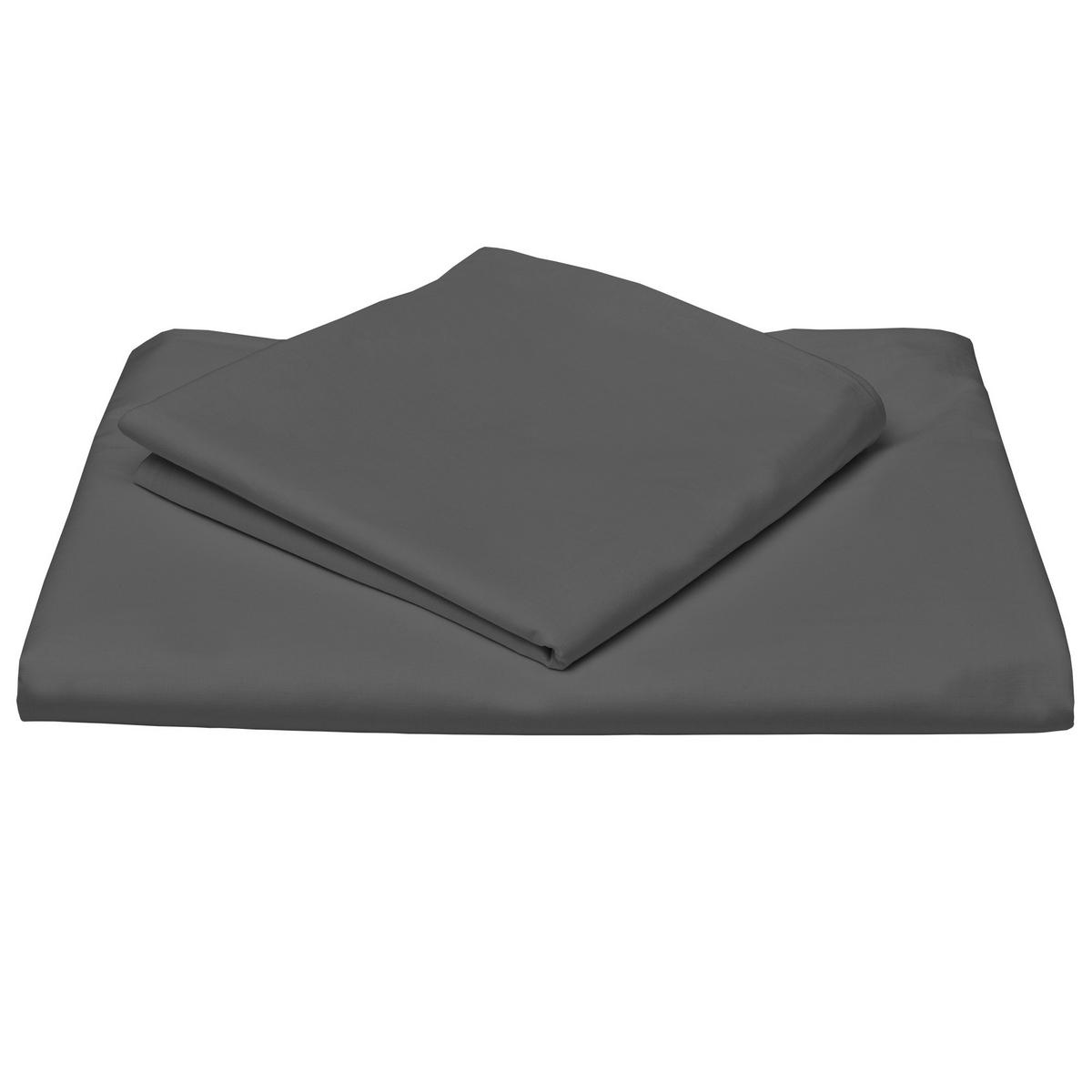 BETTWÄSCHE Julie 155/220 cm + Kissenbezug 80/80 cm Anthrazit Renforcé - Anthrazit, Textil (155/220cm)