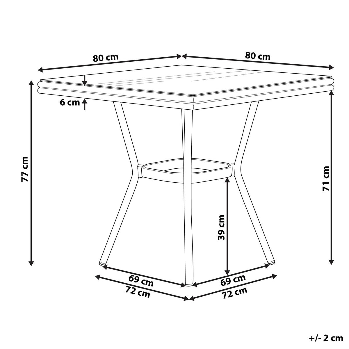 BISTROTISCH Outdoor 80 cm 80 cm Polyrattan Blau/Weiß Caspri - Blau/Weiß, Kunststoff (80/80/77cm) - Beliani