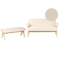 SOFA-SET Bouclé Cremeweiß/Hellbraun Tamre - Creme/Weiß, Textil (148/79/78cm) - Beliani