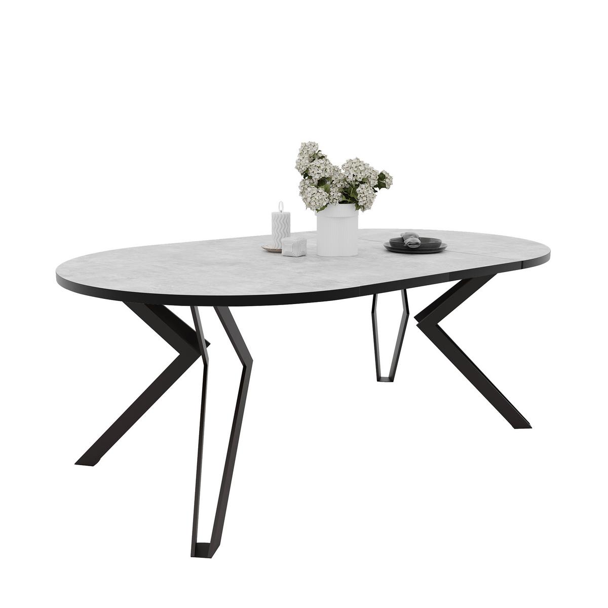 ESSTISCH ausziehbar aus MDF, Grau - Schwarz/Grau, Holzwerkstoff (120/120/76cm) - Idohome