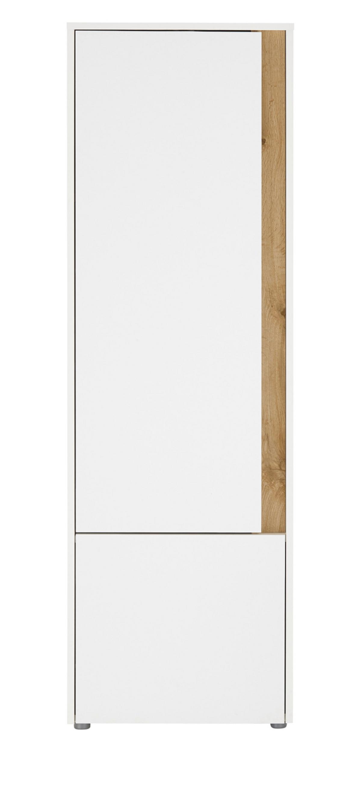 AKTENSCHRANK Weiß matt, Eiche Wotan 50 x 158 cm, Stauraumschrank mit 4 Ordnerhöhen - Eichefarben/Eiche Wotan, Holzwerkstoff/Kunststoff (50/158/40cm) - Furn.Design