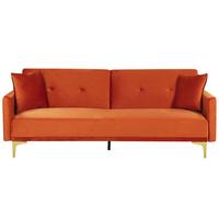 3-SITZER-SCHLAFSOFA Samtstoff Orange Lucan - Orange, Textil (190/75/90cm) - Beliani