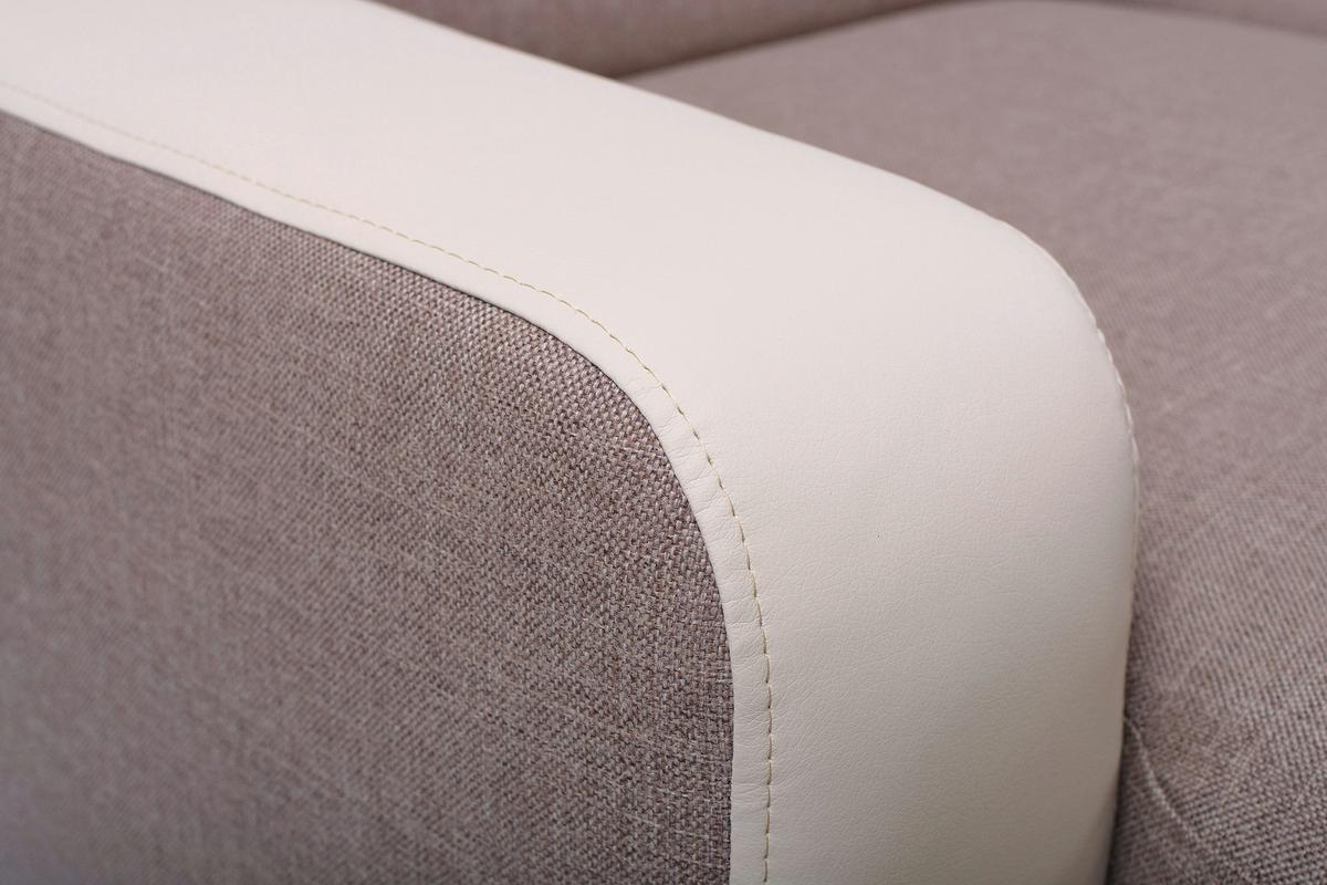 ECKSOFA MIRA Braun Geflochtener Stoff mit Schlaffunktion - Braun, Holz (263/184cm) - MASSENO