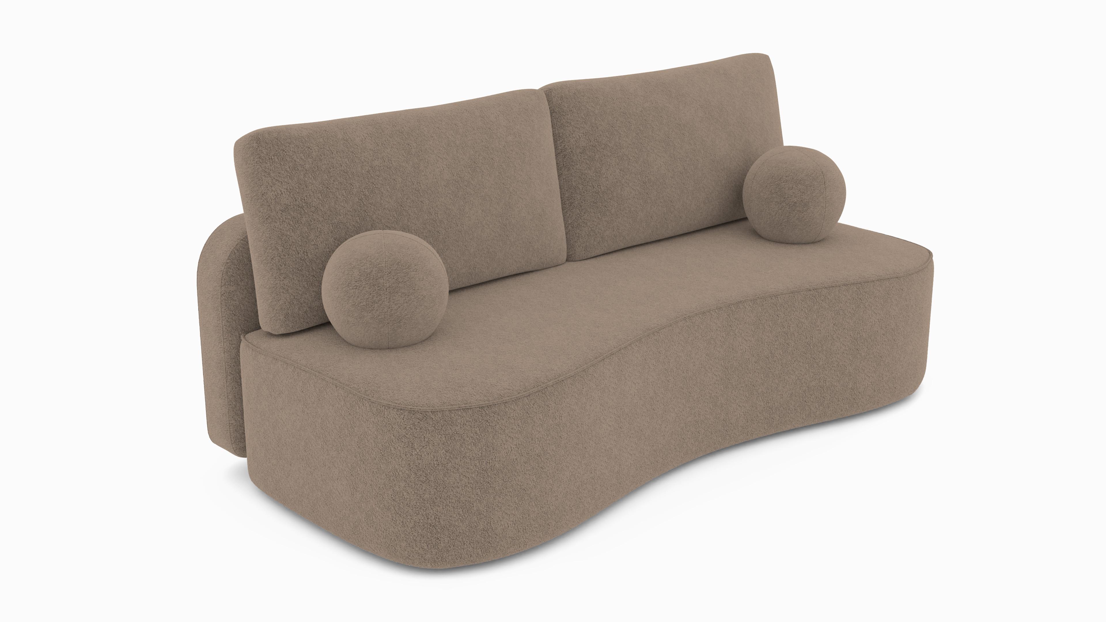 BETTSOFA ROTONDO Beige Bucle-Stoff mit Schlaffunktion - Beige, Textil (101/93/207cm) - MASSENO