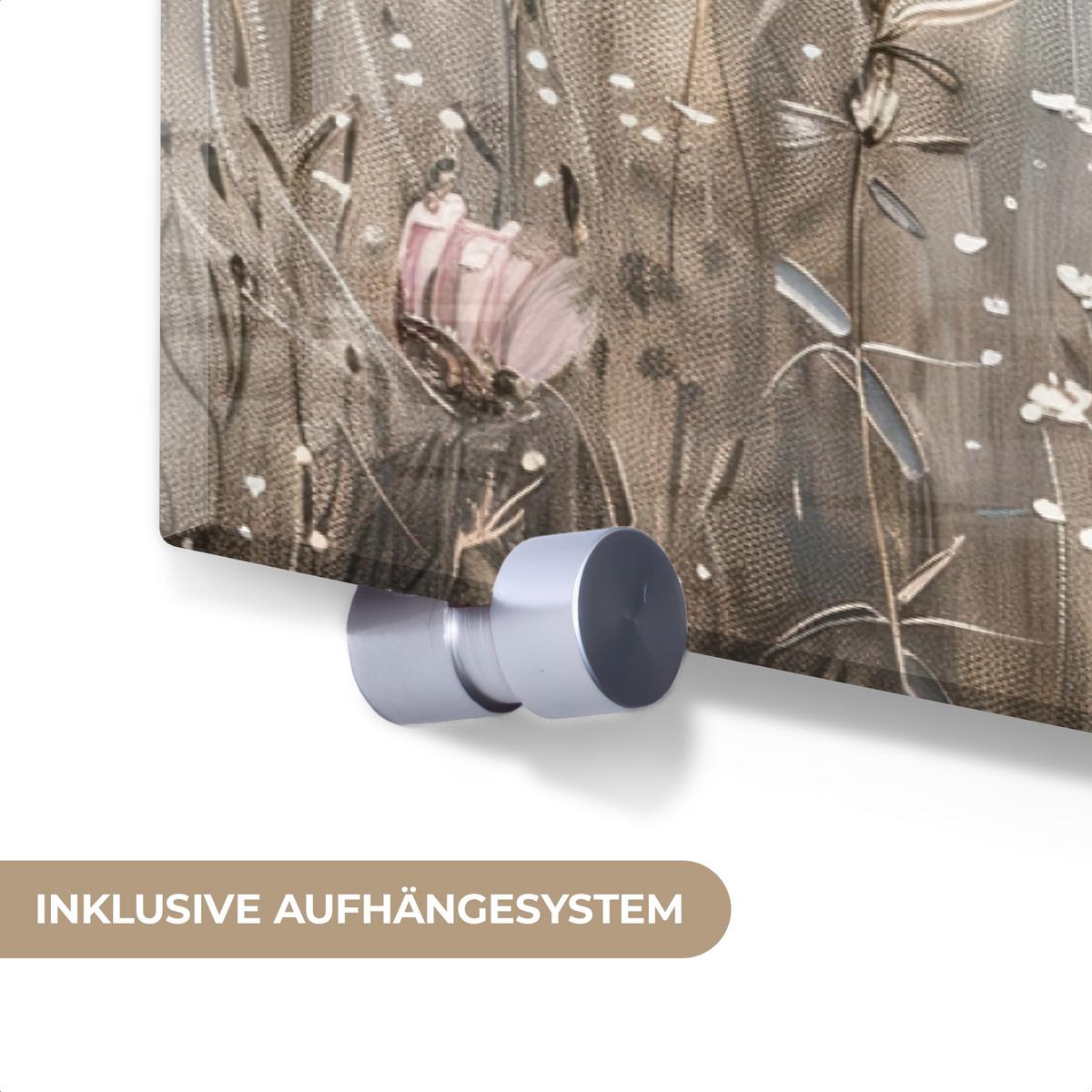 ACRYLGLASBILD Blumen - Rosa - Modern - Beige 120x60 cm - Beige, Glas (120/60cm) - MuchoWow