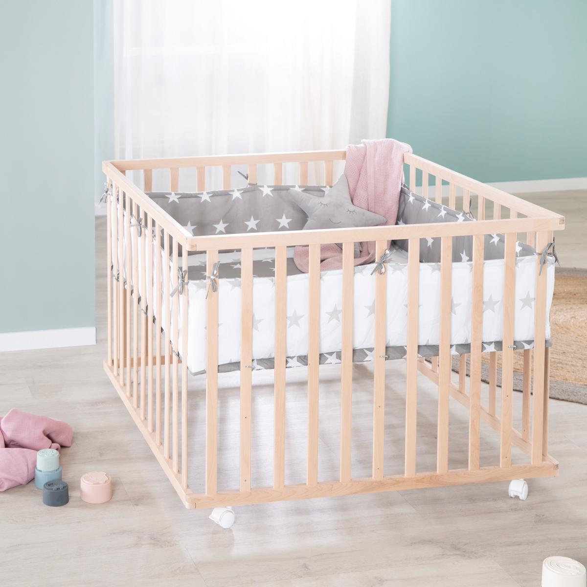 LAUFGITTER 100x100 Little Stars - Naturfarben, Holzwerkstoff (100/72.5/100cm) - Roba