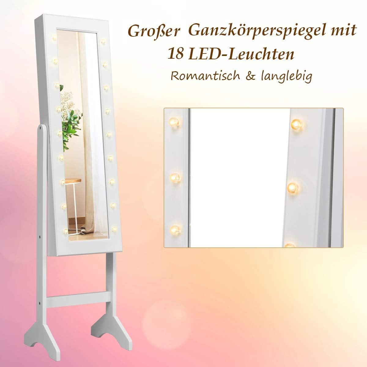 SCHMUCKSCHRANK 145cm Weiß - Weiß, Holz (35/145/32cm) - COSTWAY