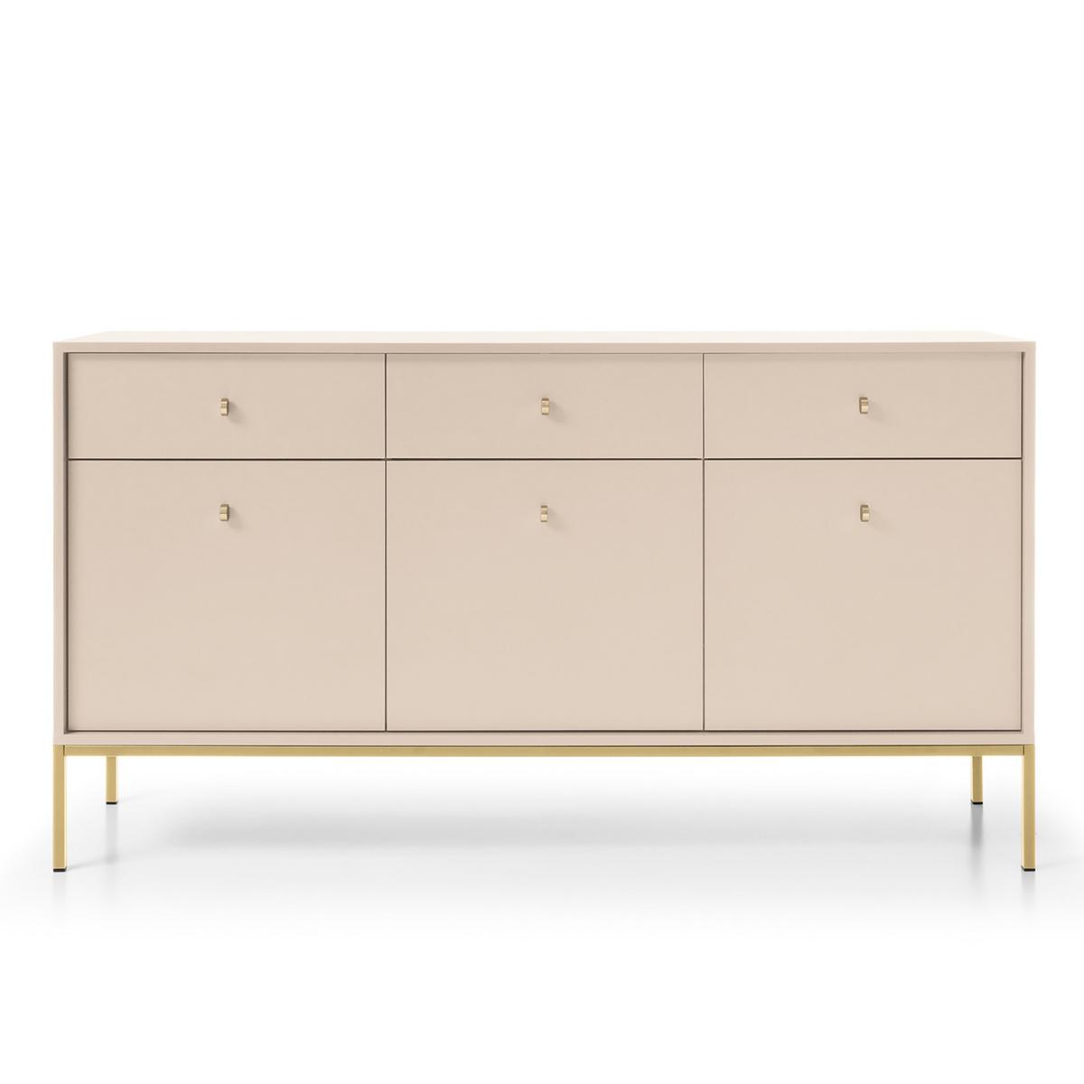 SIDEBOARD MONDO 154/83/39 cm mit 3 Schubladen 3 Türen Beige - Beige/Goldfarben, Holzwerkstoff (154/83/39cm) - MASSENO