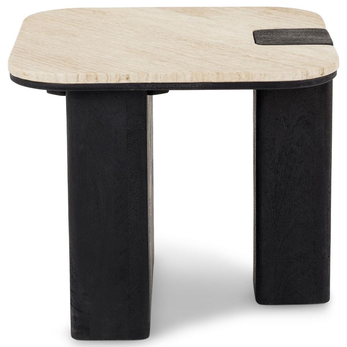 COUCHTISCH DELHI beige/schwarz - Beige/Schwarz, Holz/Naturmaterialen (50/50/43cm) - IDIMEX