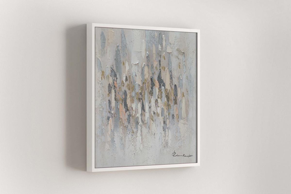 ACRYLBILD HANDGEMALT 60/60 cm - Beige/Grau, Holz/Textil (60/60cm) - KUNSTLOFT