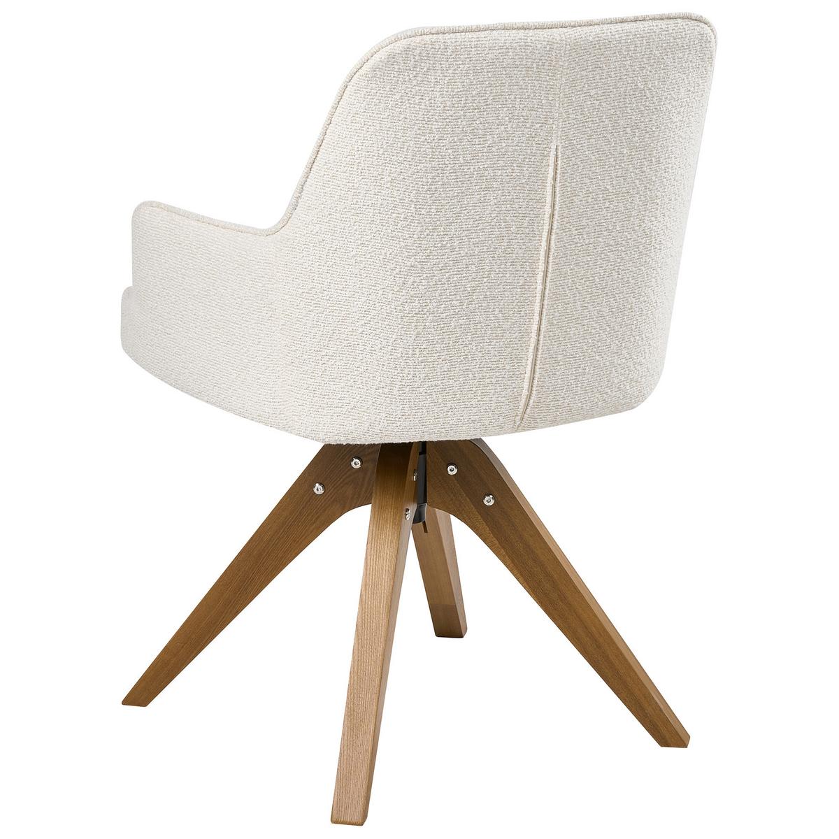 ESSZIMMERSTUHL 2er Set drehbar Bouclé Cremeweiß Sylvania - Creme, Holz/Textil (64/83/64cm) - Beliani