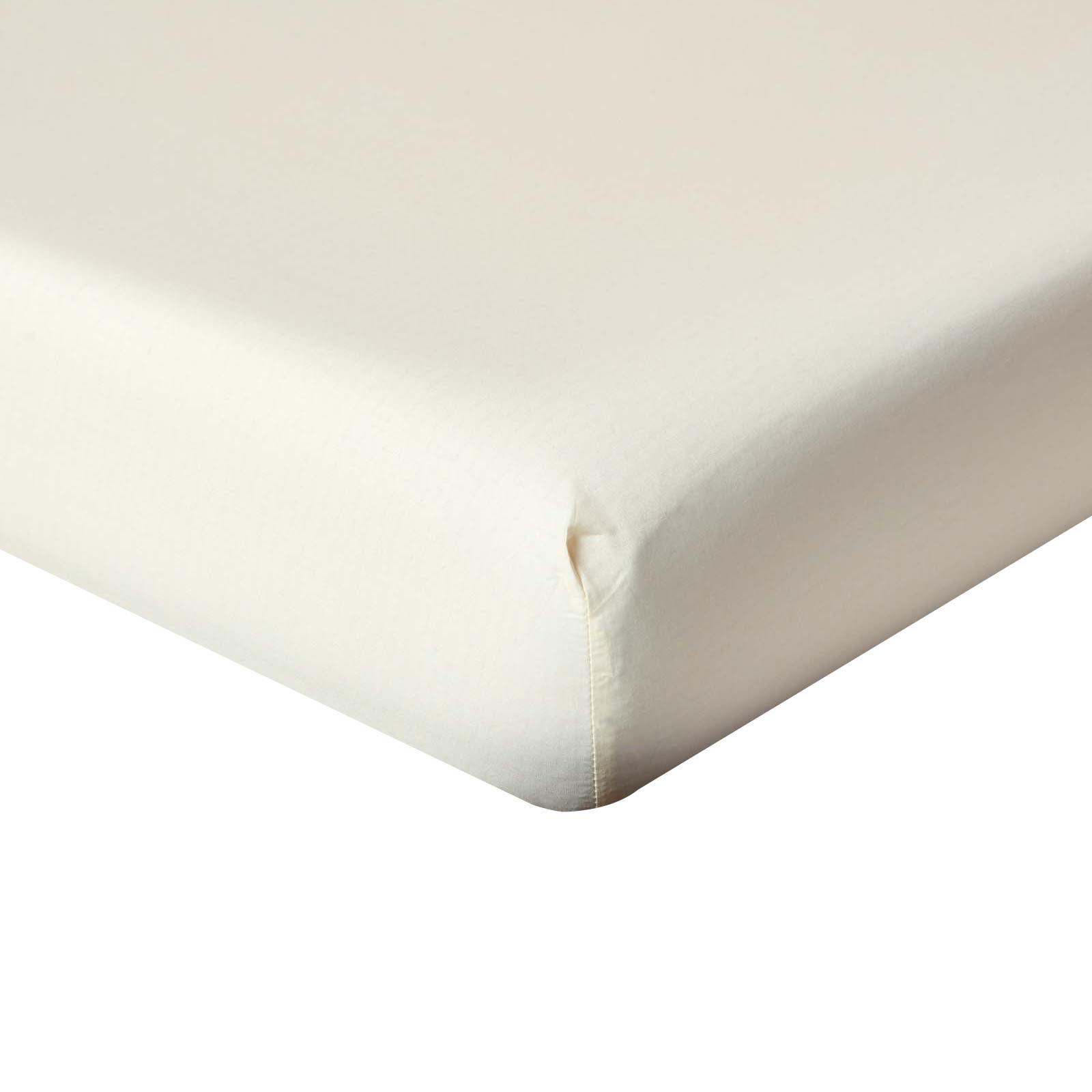 PERKAL-SPANNBETTLAKEN, Ägyptische Baumwolle, Fadendichte 200 - Creme, Textil (160/200cm) - Homescapes