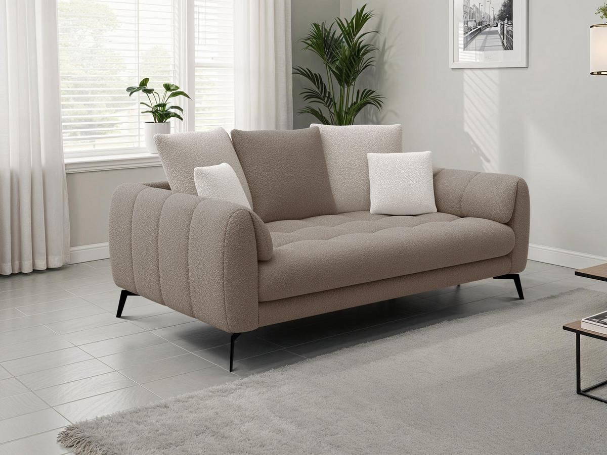 SOFA CALME 2,5-Sitzer, beige und écru - Beige/Schwarz, Holz/Textil (199/92/108cm) - Wozimo