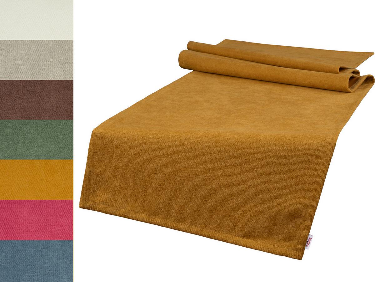 TISCHLÄUFER FarbTon Chenille-Haptik kaffee-braun 140/40 cm - Braun, Textil (40/140cm) - beties Heimtextil