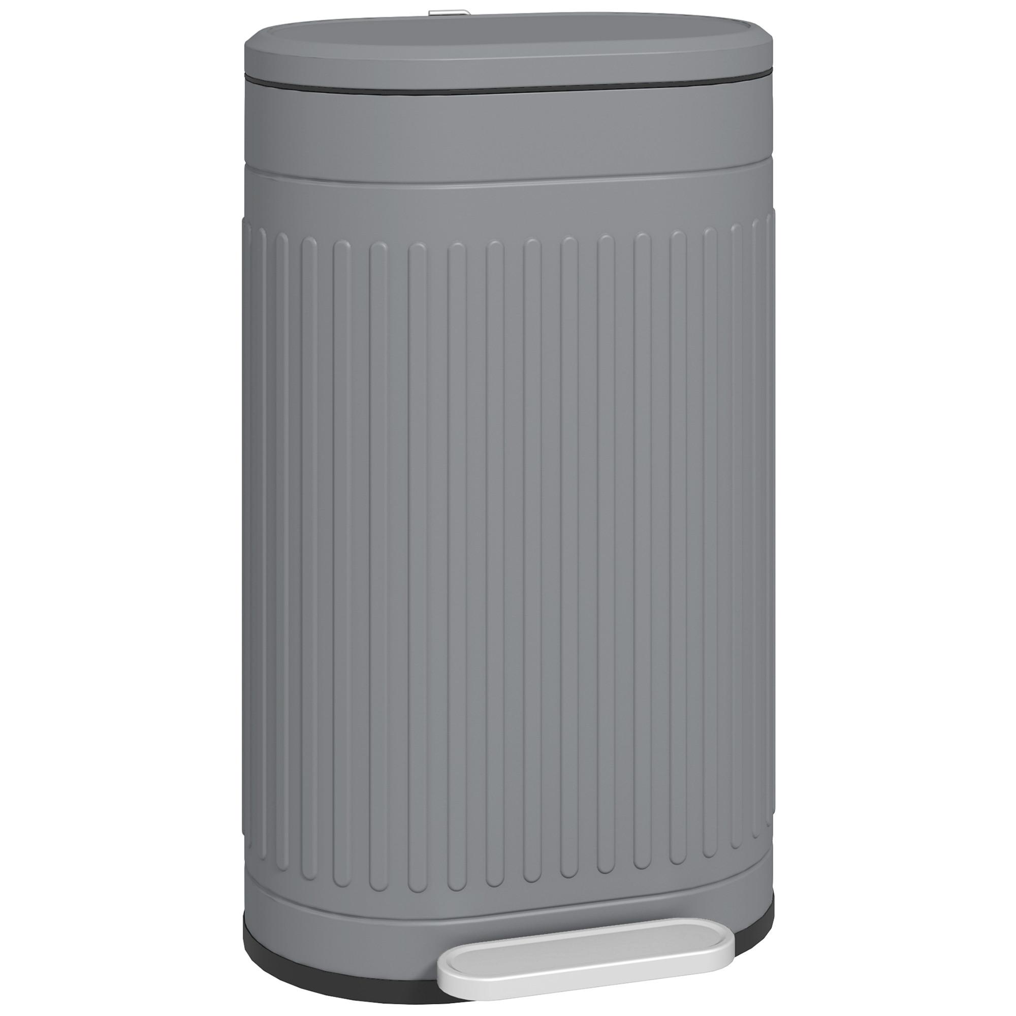MÜLLEIMER 30l, Metall Kunststoff Grau - Grau, Metall (31.2/60.8/36.5cm) - HOMCOM