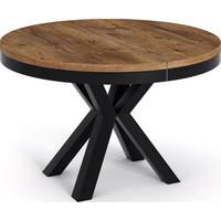 ESSTISCH Clara runder ausziehbarer, Lefkas Eiche 120-200/120/76 cm - Alteiche/Schwarz, Holzwerkstoff/Metall (200/120/76cm) - WFL GROUP