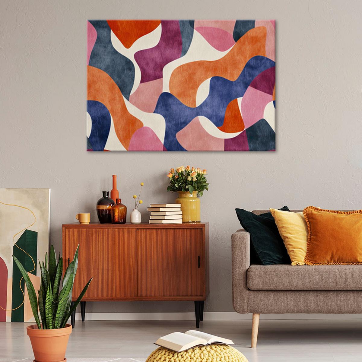 LEINWANDBILD Vintage bunte Abstraktion 60x40cm - Multicolor, Textil (60/40cm) - Feeby