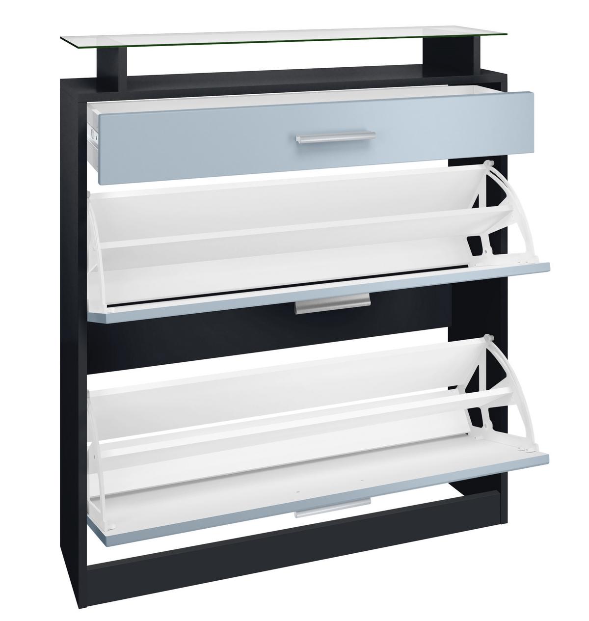 SCHUHSCHRANK Loret Front in Beton Oxid Optik - Hellgrau, Holzwerkstoff (89/104/23cm) - Vladon