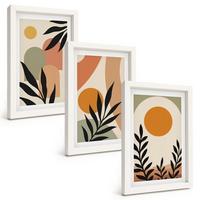 BILDER SET 3er Set - 20x30 cm Weißer Rahmen - Abstrakte Pflanzenformen - Weiß, Kunststoff (20/30cm) - TULUP