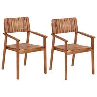 GARTENSTUHL 2er-Set Holz Heller Holzfarbton Agello - Hellbraun, Holz (55/88/60cm) - Beliani