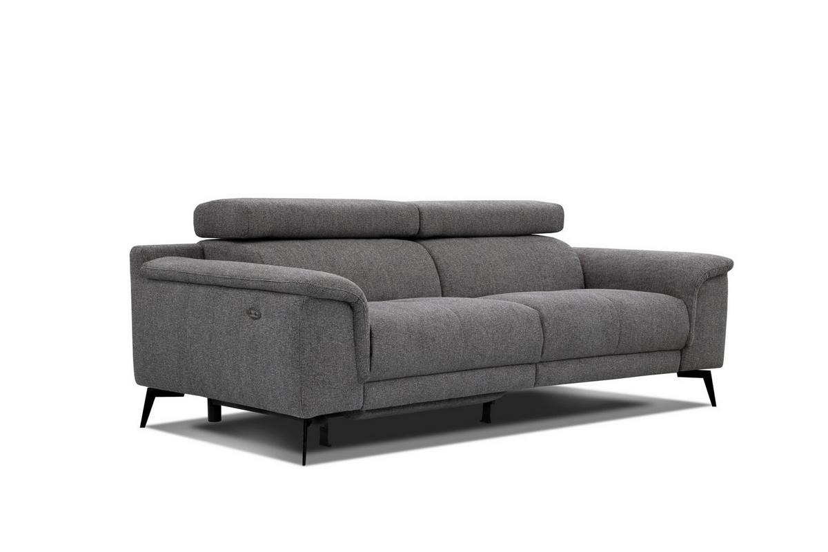 RELAXSOFA FIERO 3-Sitzer mit 1 Relaxfunktion, dunkelgrau - Dunkelgrau/Schwarz, Holzwerkstoff/Textil (212/82/103cm) - Wozimo
