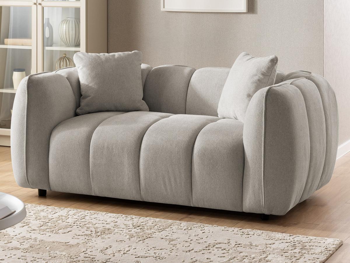 SITZGARNITUR 3+2+1 Nubira in tief gesteppter Bubble-Optik aus weichem Taupe Strukturstoff im modernen Design - Taupe/Schwarz, Holz/Kunststoff (228/69/89cm) - S-Style Möbel