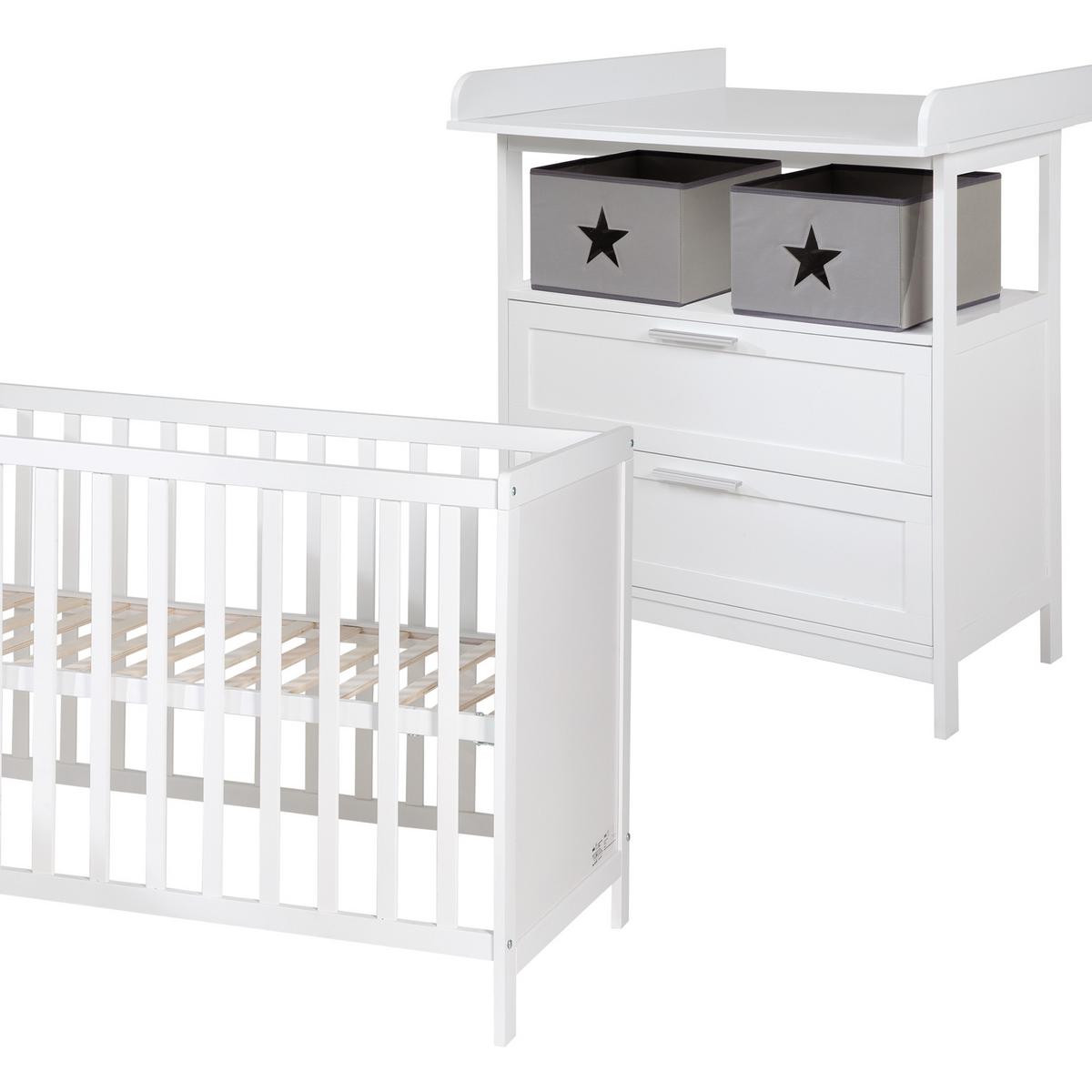 BABYZIMMER-SET Hamburg mit Schubladen 2-teilig - Weiß, Holzwerkstoff (66/76/123cm) - Roba