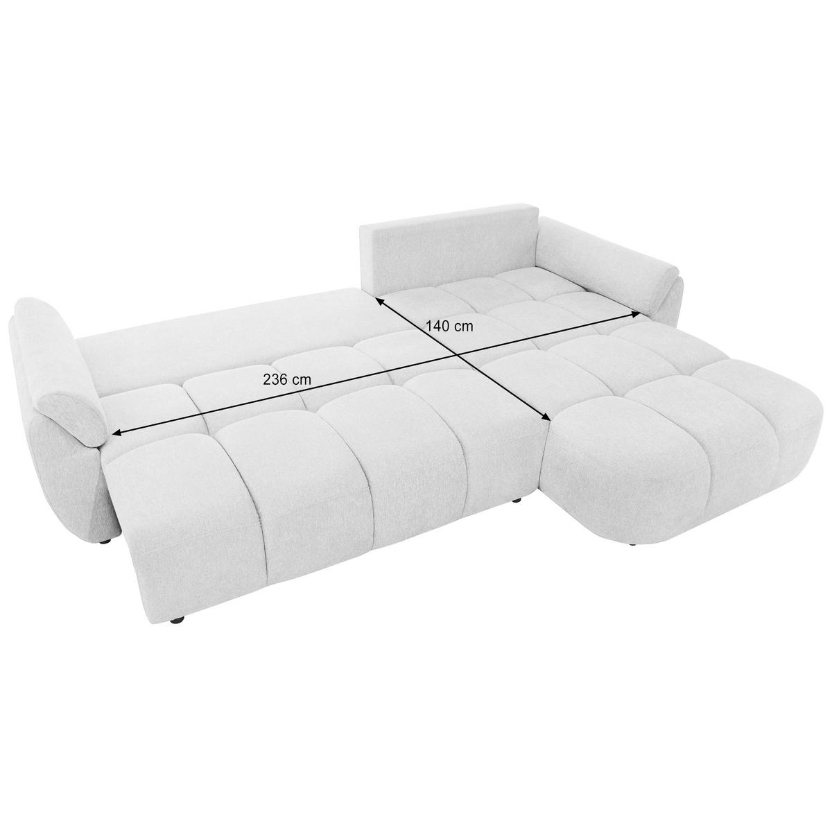 ECKSOFA Massimo, universelle Eckschlafsofa 280 cm mit Schlaffunktion und Bettkasten, Beige - Beige, Textil (283/204cm) - Beautysofa