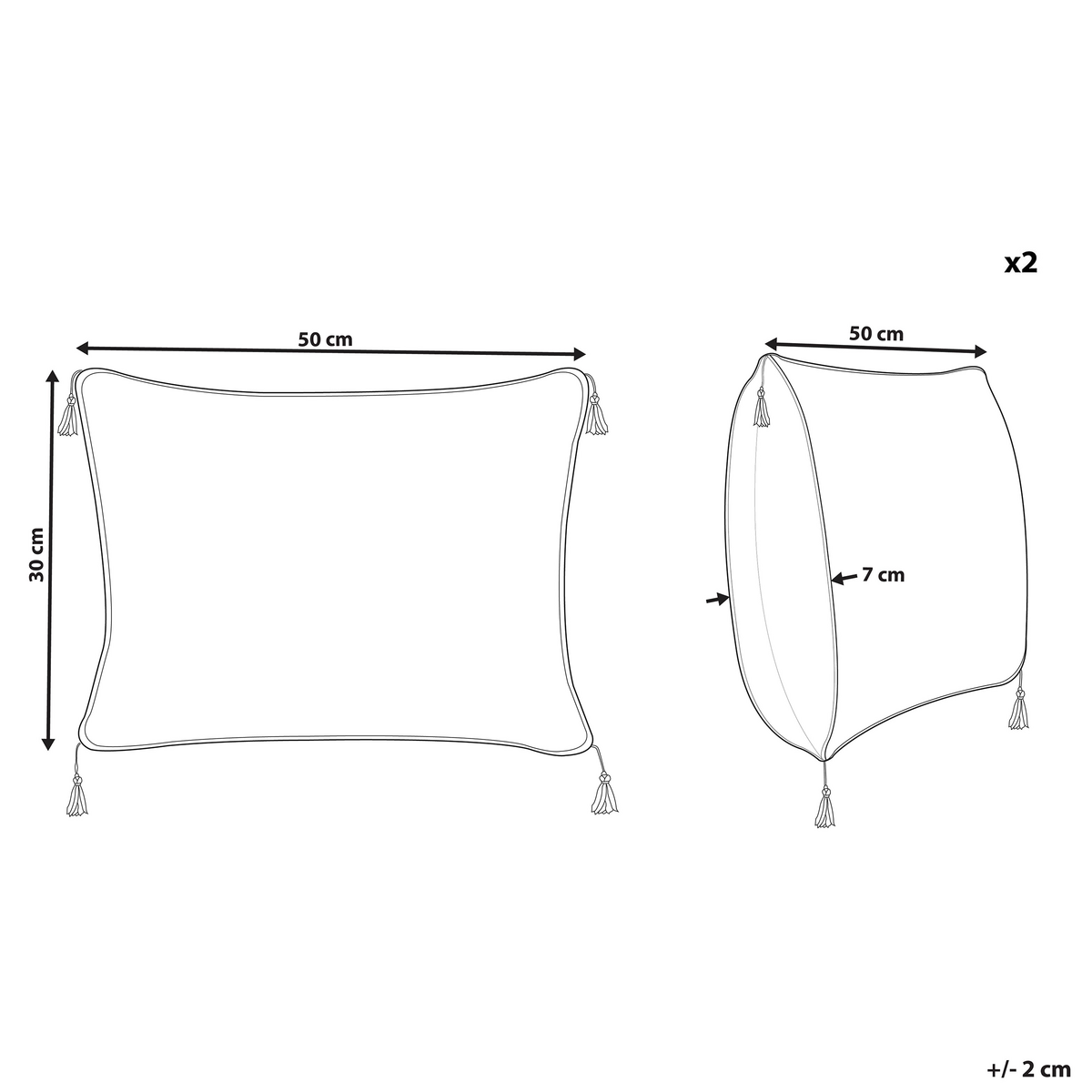 DEKOKISSEN 2er-Set Weiß 30/50 cm Schefflera - Weiß, Textil (30/50cm) - Beliani
