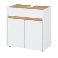 WASCHBECKENUNTERSCHRANK weiß, Wotan Eiche, Badezimmer Unterschrank 60 cm - Eiche Wotan/Silberfarben, Holz/Holzwerkstoff (60/62/34cm) - Furn.Design