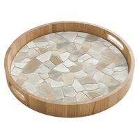 TABLETT Mosaik - Steine - Beige 40x40 cm - Beige, Holz (40/5/5cm) - OnlyWow