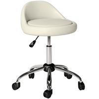 ROLLHOCKER Höhenverstellbarer Arbeitshocker 63-83 cm Drehhocker mit Rädern - Weiß, Kunststoff (35/83/35cm) - HOMCOM