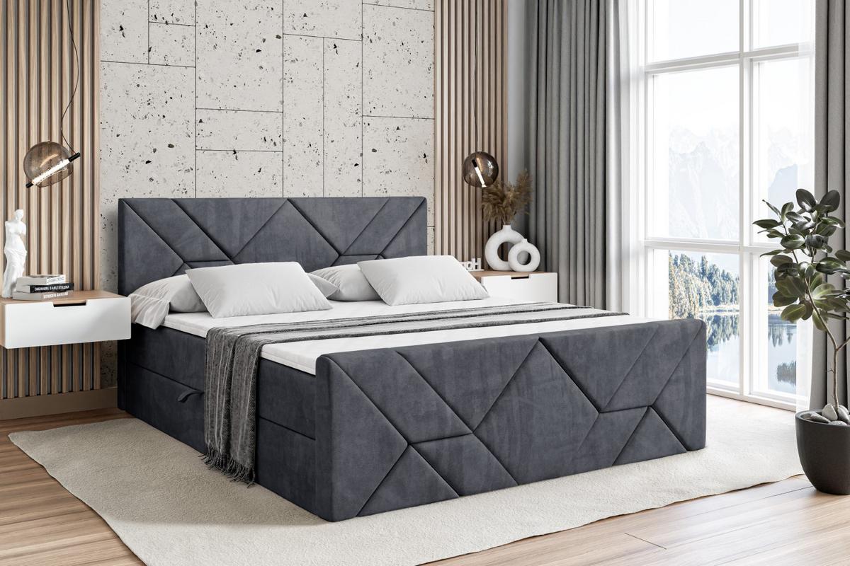 BOXBETT BARWA-Z - 140x200 cm - H3 - Dunkelgrau - Dunkelgrau, Holzwerkstoff (140/200cm) - ALTDECOR