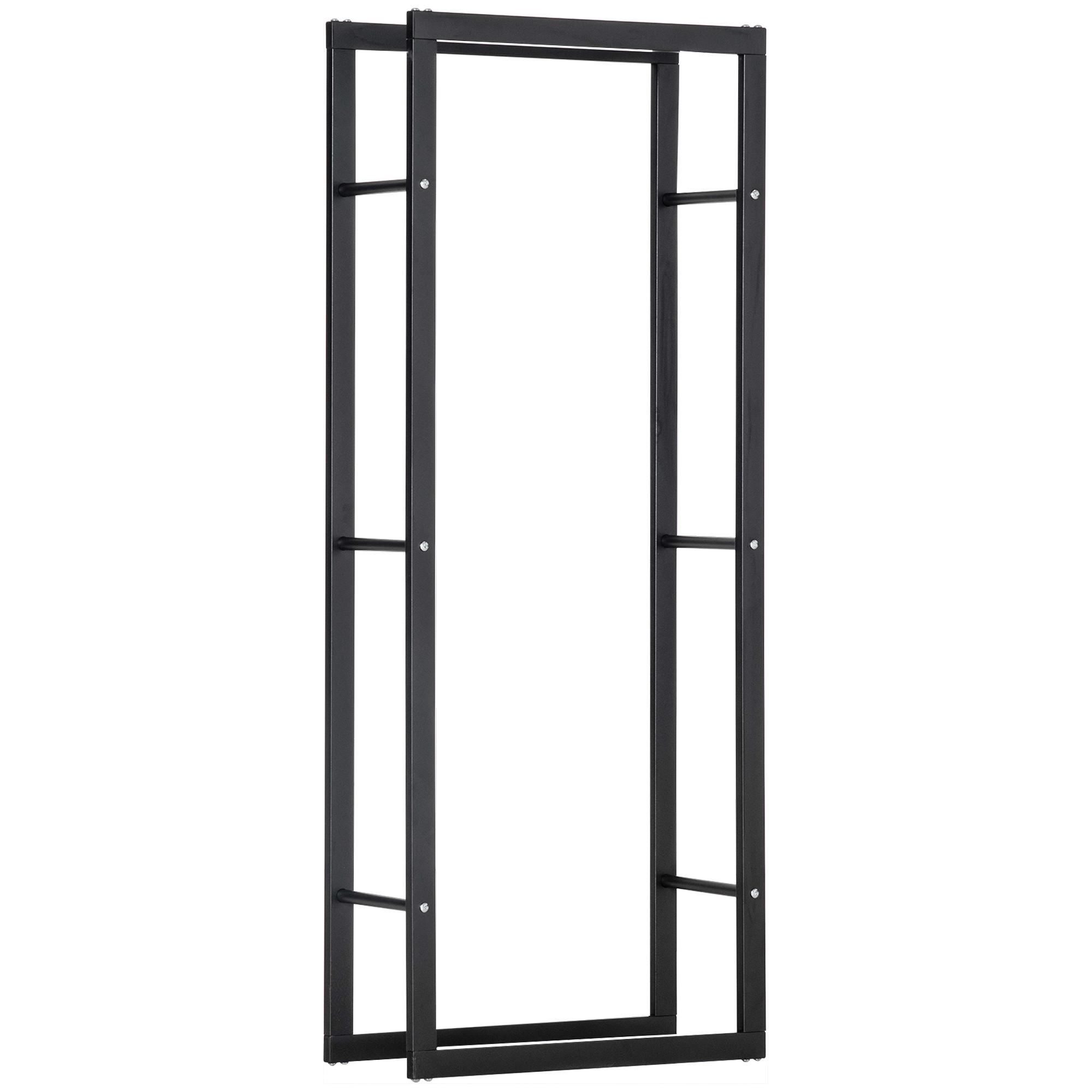 KAMINHOLZREGAL, Stahl, Schwarz, 60L x 25B x 150H cm - Schwarz, Metall (25/150/60cm) - HOMCOM