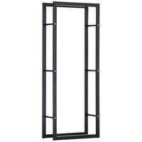 KAMINHOLZREGAL, Stahl, Schwarz, 60L x 25B x 150H cm - Schwarz, Metall (25/150/60cm) - HOMCOM