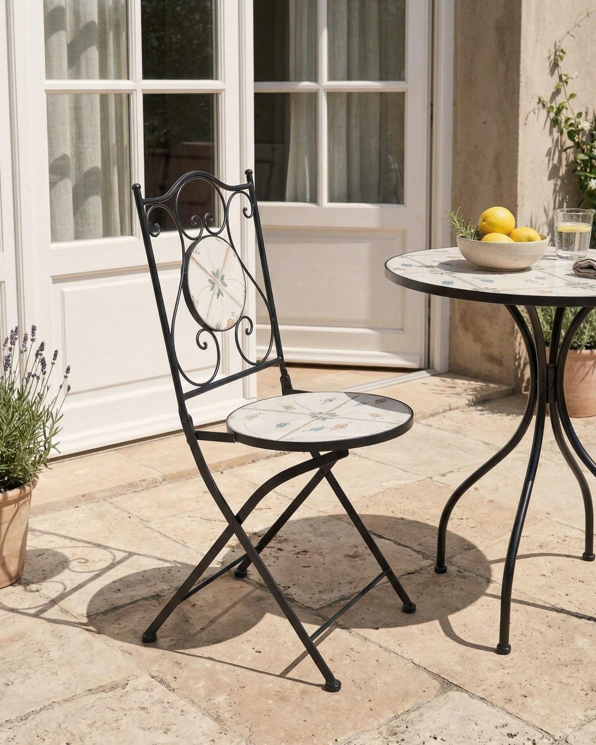 GARTENSTUHL 2er-Set klappbar Metall Schwarz Carona - Weiß, Metall (40/90/45cm) - Beliani