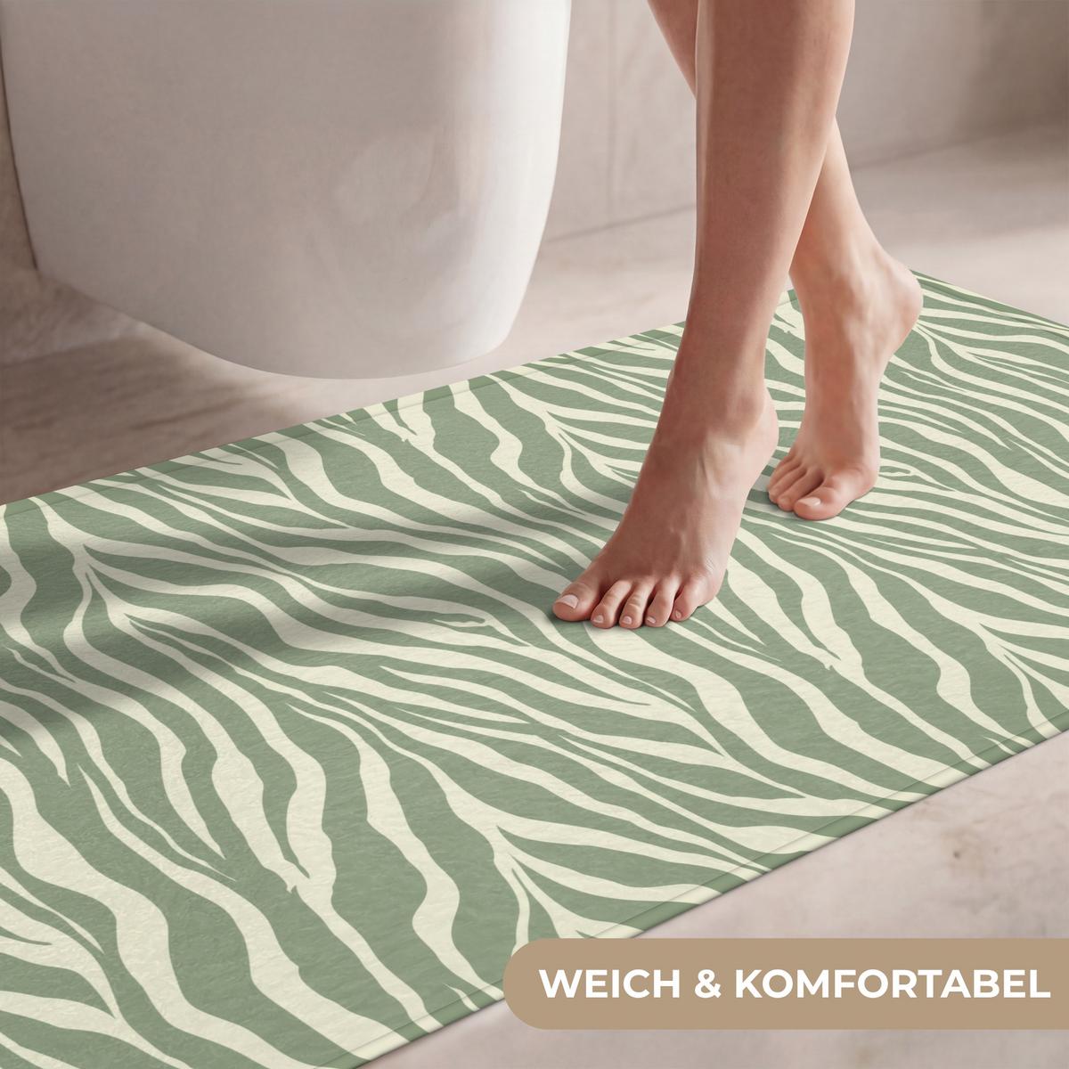 WC-VORLEGER Zebra - Motiv - Grün WC Teppich 120x60 cm - Salbeigrün, Textil (120/1cm) - OnlyWow