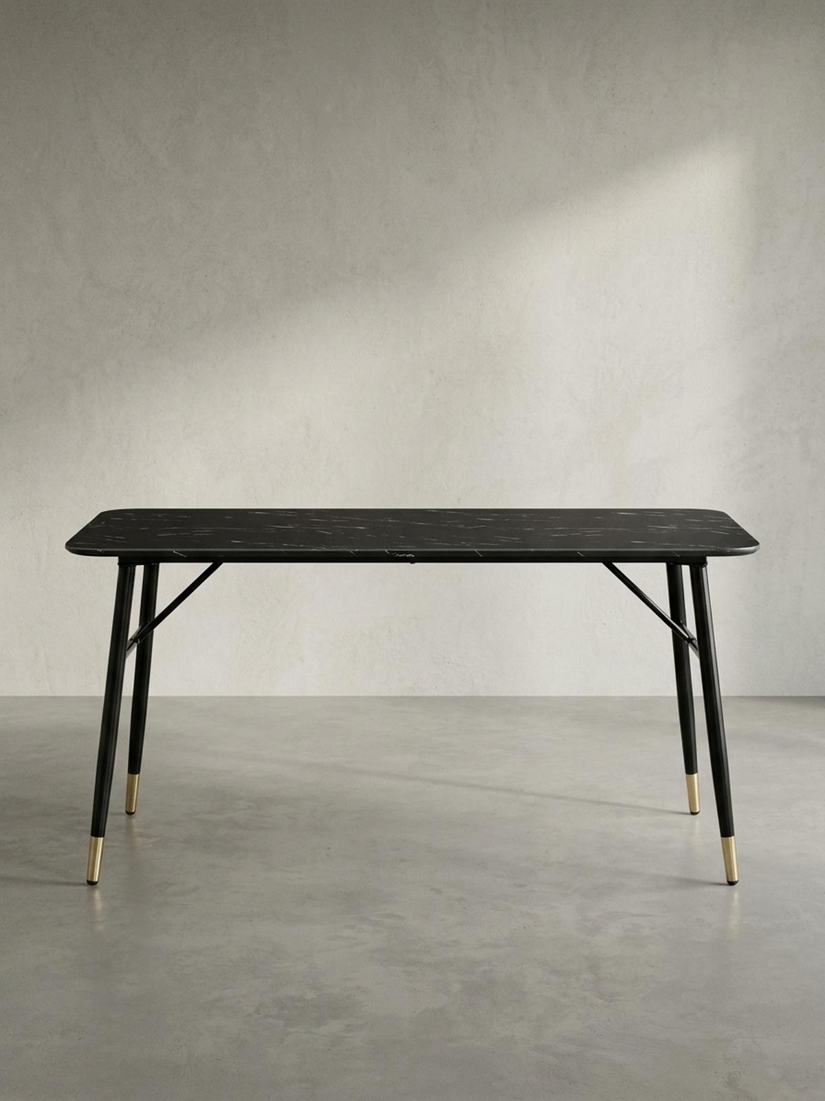 ESSTISCH Marmoroptik Metall Rechteckig Modern Klein, Schwarz 160x80x76 cm - Goldfarben/Schwarz, Holzwerkstoff/Metall (80/160/76cm) - KADIMA DESIGN