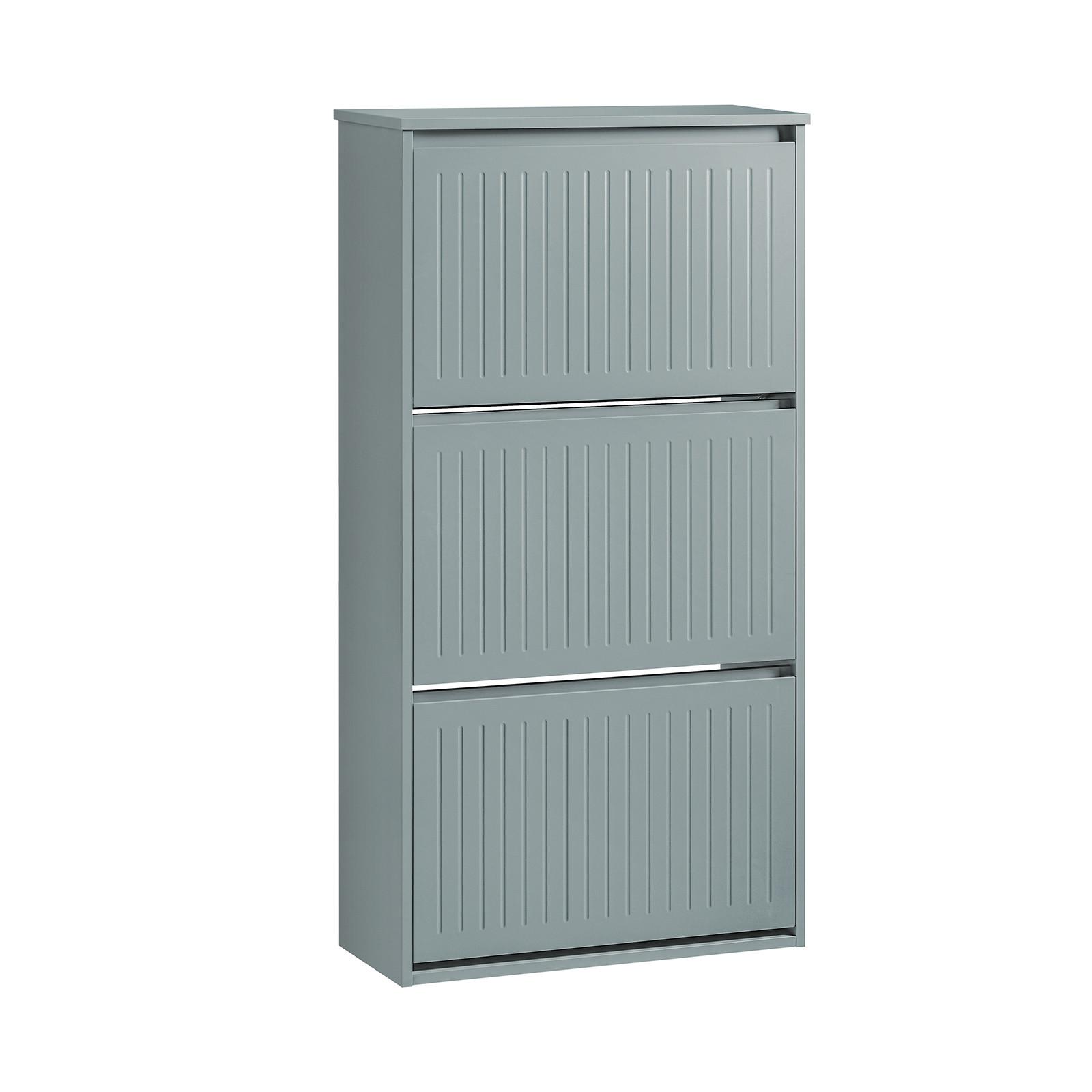 SCHUHSCHRANK mit 3 Klappen Hellgrau - Grau, Holzwerkstoff (61/120/26cm) - SoBuy