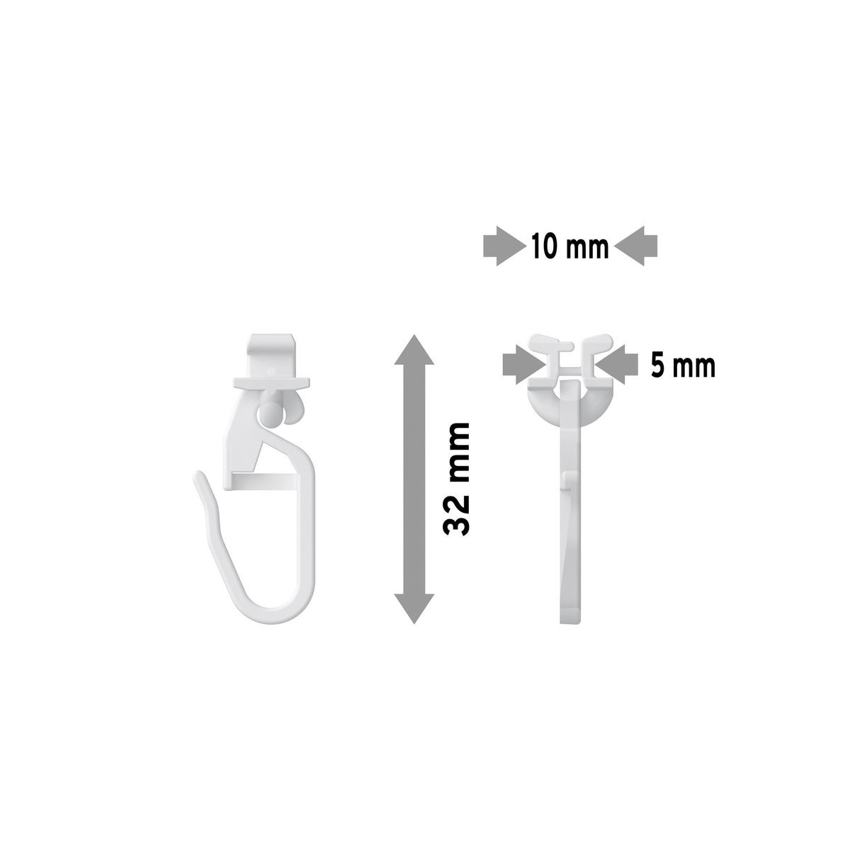 DREHGLEITER DREHFIX MIT FALTENHAKEN für Innenläufe / Gardinenschienen mit Nutbreite 6 mm, Packung 100 Stück - Weiß, Kunststoff (1.1/3.3/1cm) - INTERDECO