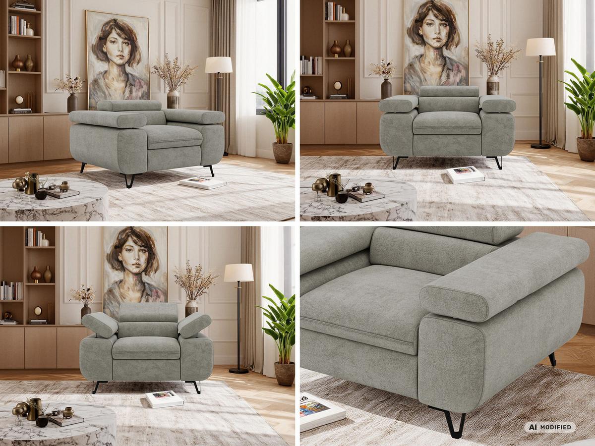 SESSEL PETER 1 - Grau Stukture - Graphitfarben/Schwarz, Textil/Metall (126/76/99cm) - MKS