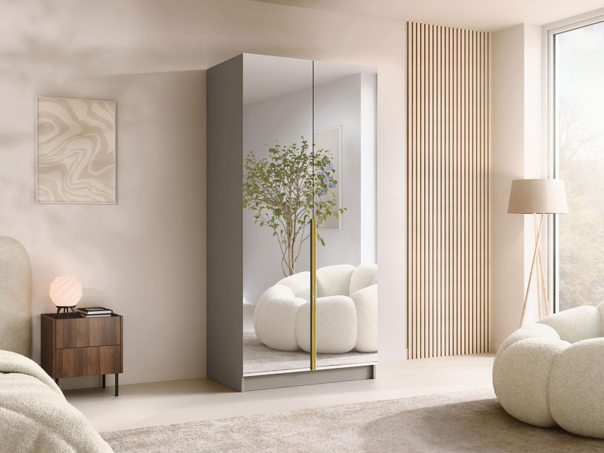 KLEIDERSCHRANK Bono III - Beige/Goldfarben, Holzwerkstoff/Metall (100/215/58cm) - MIRJAN24