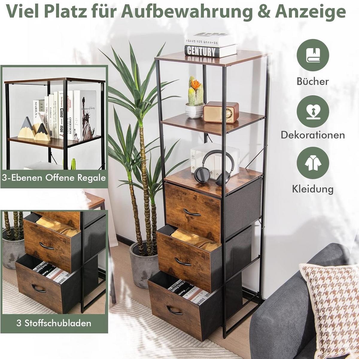 STANDREGAL Rustikales Braun - Braun, Holz (43/156/39cm) - COSTWAY