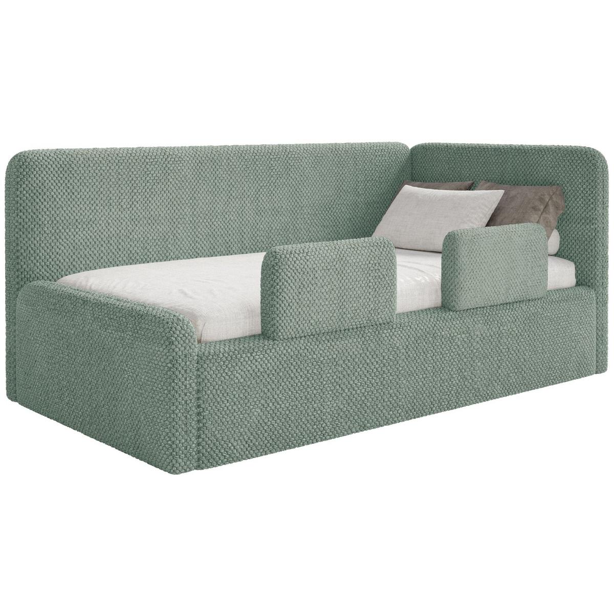 JUGENDBETT Fanko Samt Salbeigrün 90x200 cm - Schwarz/Hellgrün, Kunststoff/Textil (90/200cm) - Selsey