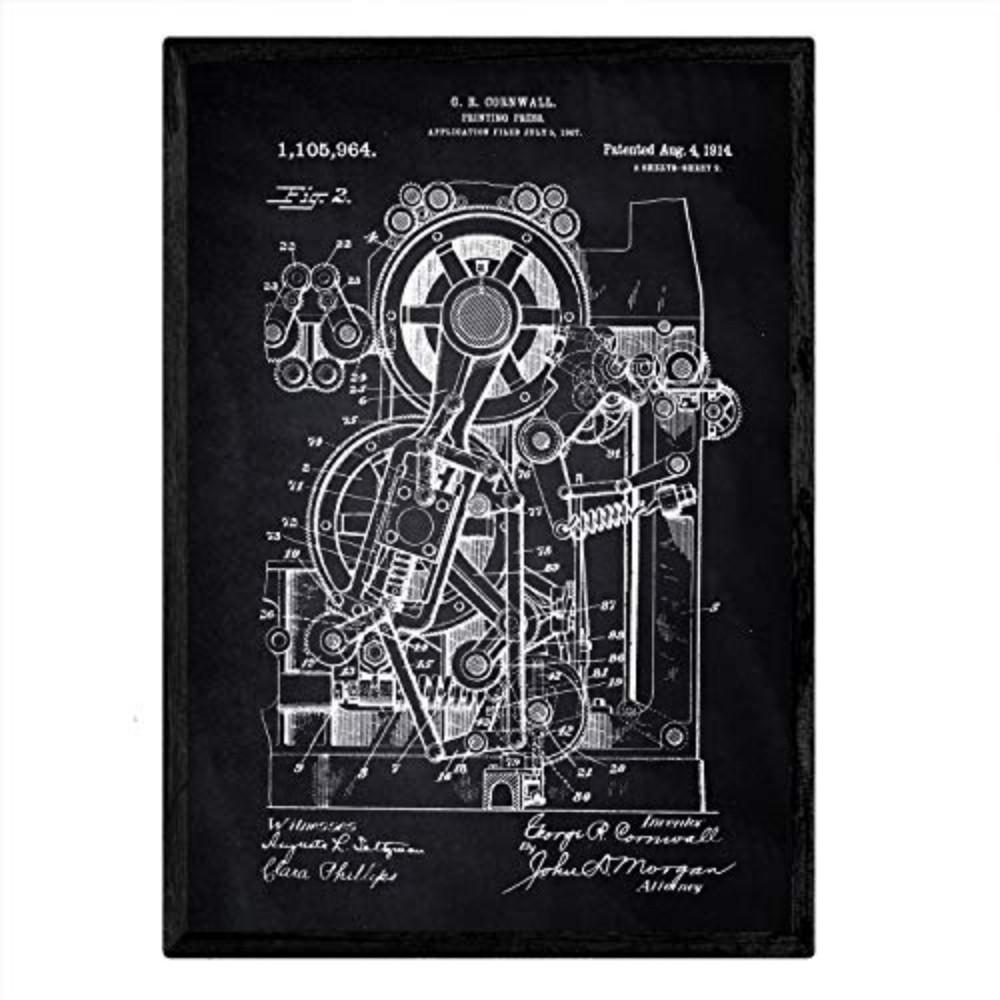 POSTER Druckmaschine 2 Patent A3 Rahmenlos - Schwarz, Papier (29.7/5/42cm) - Nacnic