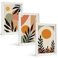 BILDER SET 3er Set - 40x60 cm Weißer Rahmen - Abstrakte Pflanzenformen - Weiß, Kunststoff (40/60cm) - TULUP