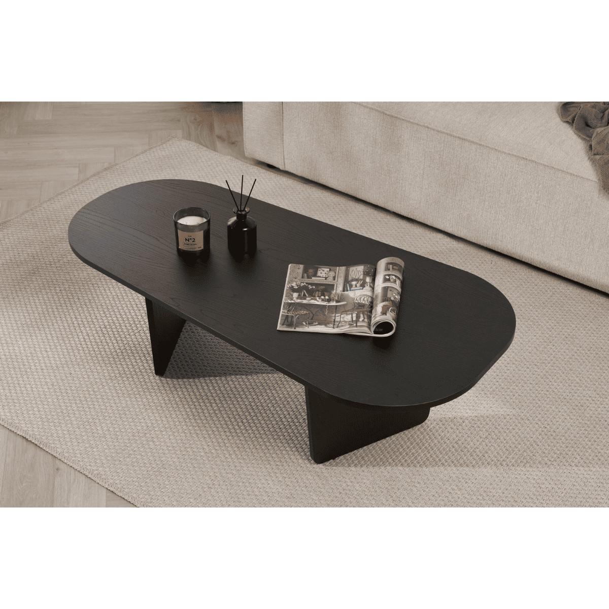 COUCHTISCH mit abgerundeter Tischplatte L130 cm 65/130/40 cm - Eichefarben, Holzwerkstoff (70/65/40cm) - Calicosy