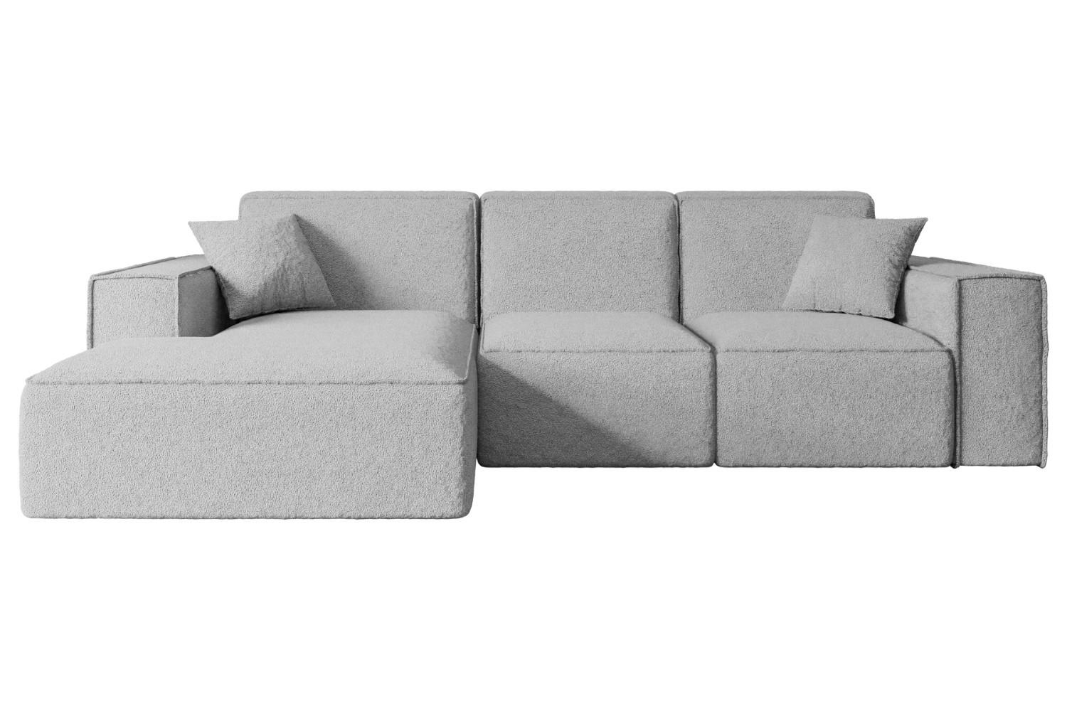 ECKSOFA Ottomane Links SERRA-L - 266x169x80 cm Hellgrau Bouclé - Hellgrau/Schwarz, Holzwerkstoff/Kunststoff (165/266cm) - ALTDECOR